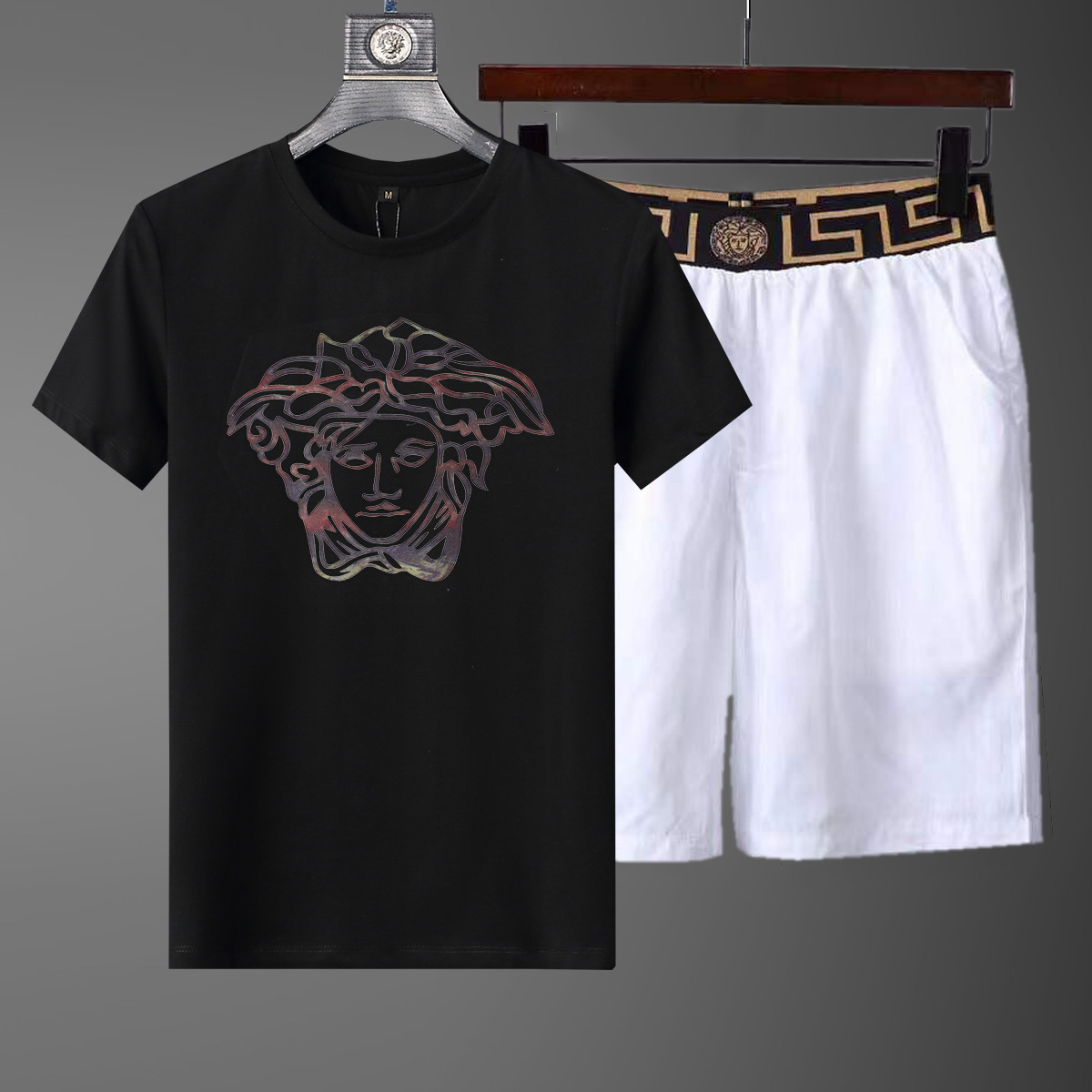 Wholesale Cheap Versace Short Sleeve Replica Tracksuits Sets for Sale