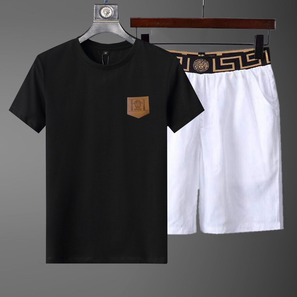 Wholesale Cheap Versace Short Sleeve Replica Tracksuits Sets for Sale