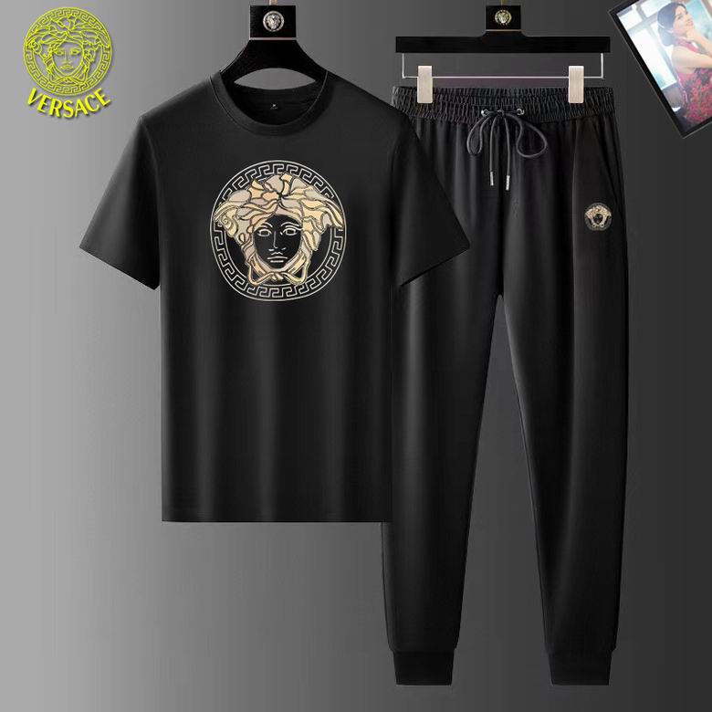 Wholesale Cheap Versace Short Sleeve Replica Tracksuits Sets for Sale