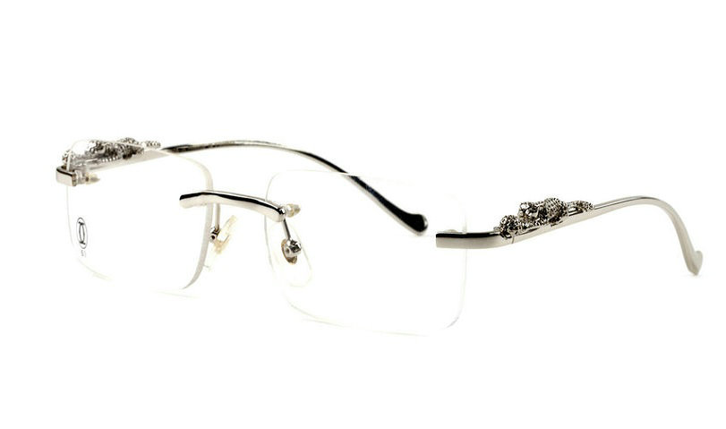 Wholesale Cheap Replica Panthère Cartier Silver Round Glasses Frames for Sale-011