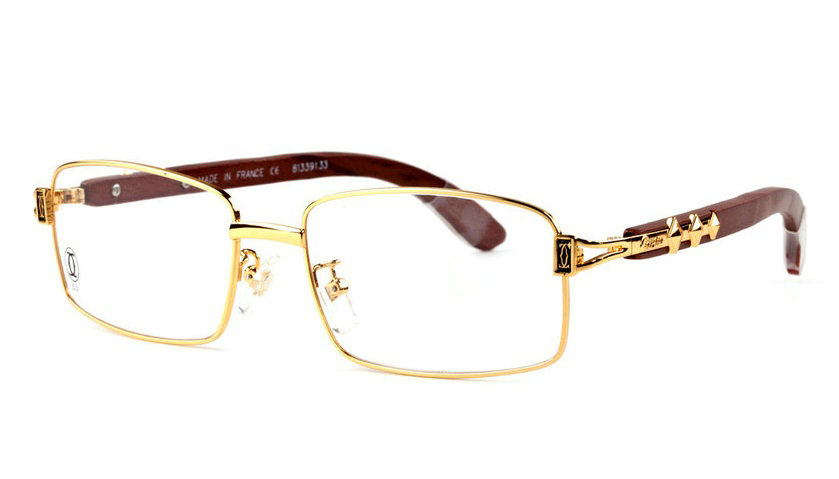 Wholesale Replica Cartier Full Rim Wood Frame Glasses for Sale-179