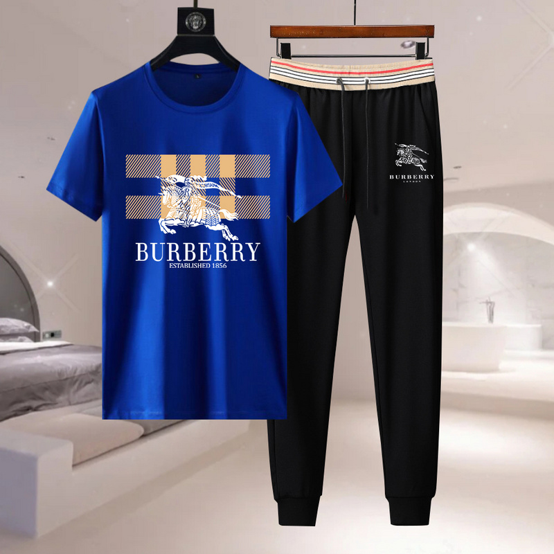 Wholesale Cheap B urberry Short Sleeve Replica Tracksuits for Sale