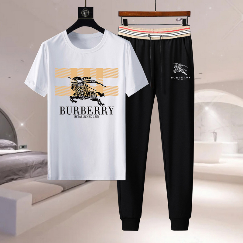 Wholesale Cheap B urberry Short Sleeve Replica Tracksuits for Sale