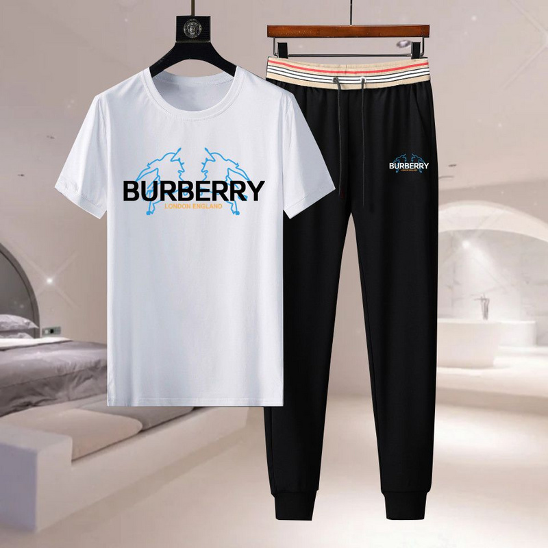 Wholesale Cheap B urberry Short Sleeve Replica Tracksuits for Sale