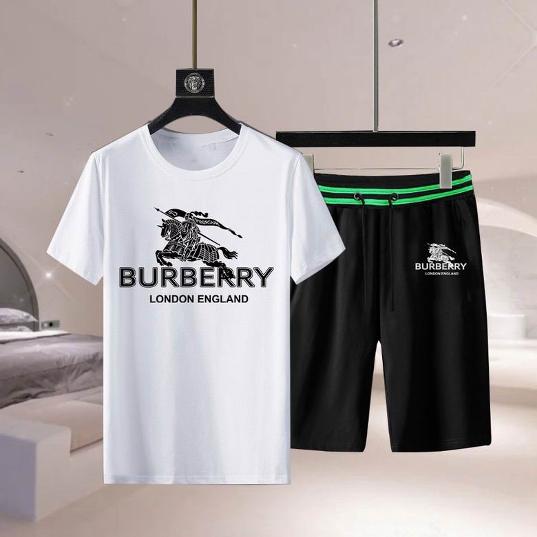 Wholesale Cheap B.urberry Short Sleeve Replica Tracksuits for Sale