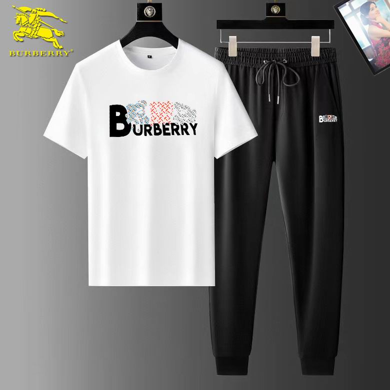 Wholesale Cheap B.urberry Short Sleeve Replica Tracksuits for Sale