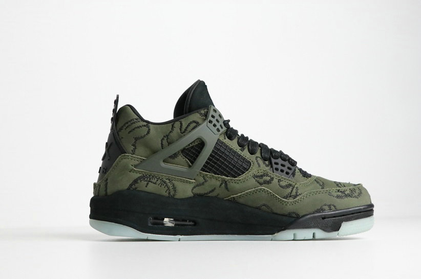 New KAWS x Air Jordan 4 Olive Green-Black Glow-in-the-Dark Sole On Sale