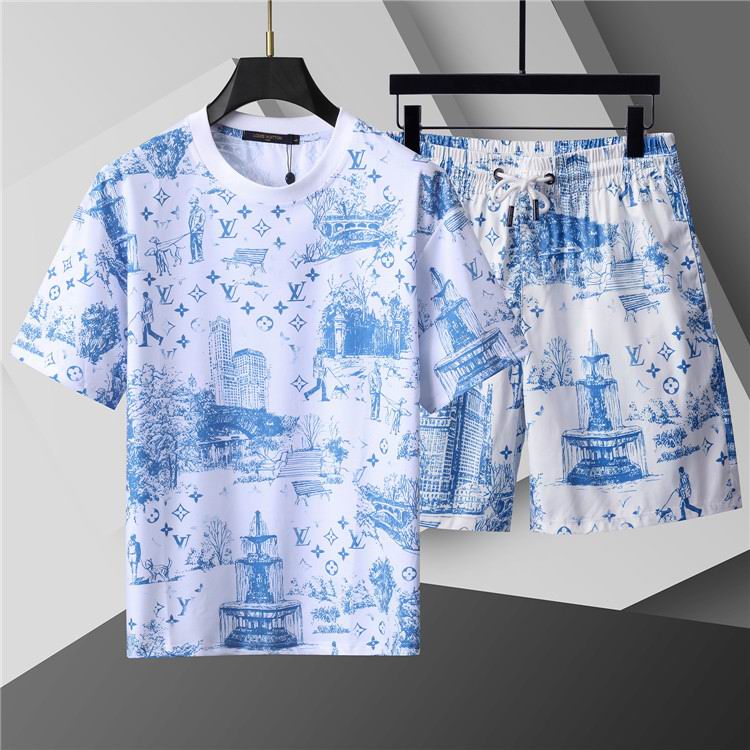 Wholesale Cheap L.ouis Vuitton Short Sleeve Designer Tracksuits for Sale