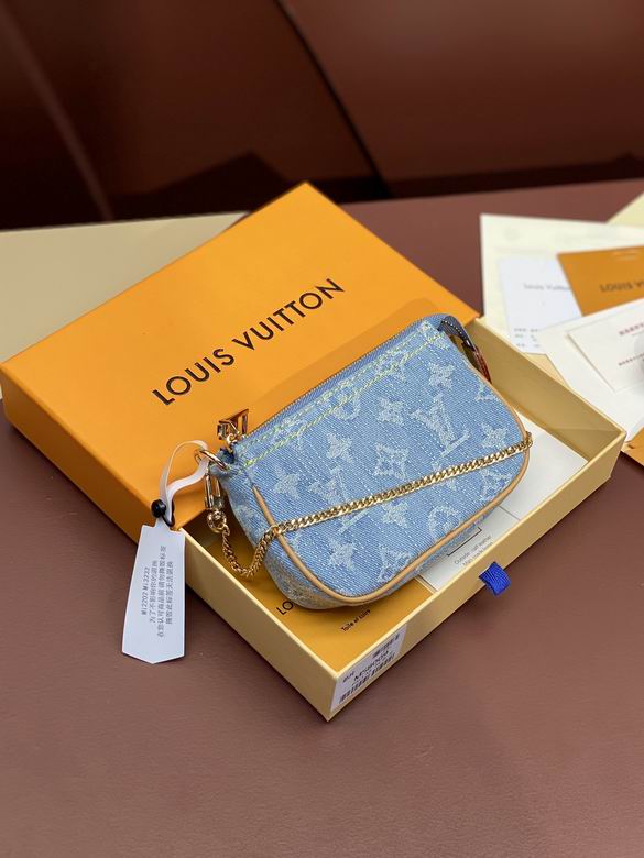 Wholesale Cheap Aaa Louis Vuitton Mini Pochette Accessoires Denim Wallets for sale