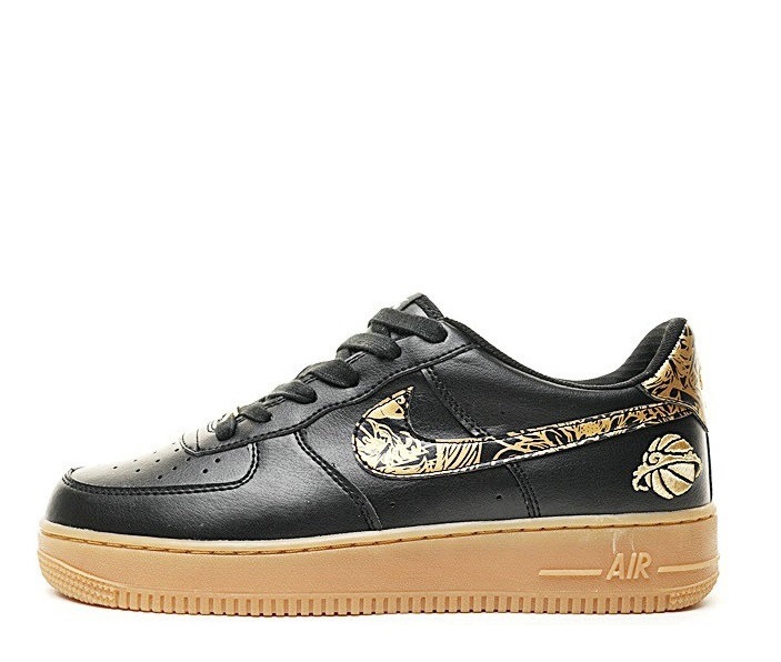 Nike Air Force 1 Low Premium Lunar New Year iD Black Gold Basketball Embroidery Sneakers-177