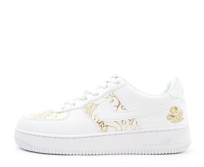 Nike Air Force 1 Low Premium Lunar New Year iD White/Gold/Clouds Embroidery Sneakers-179