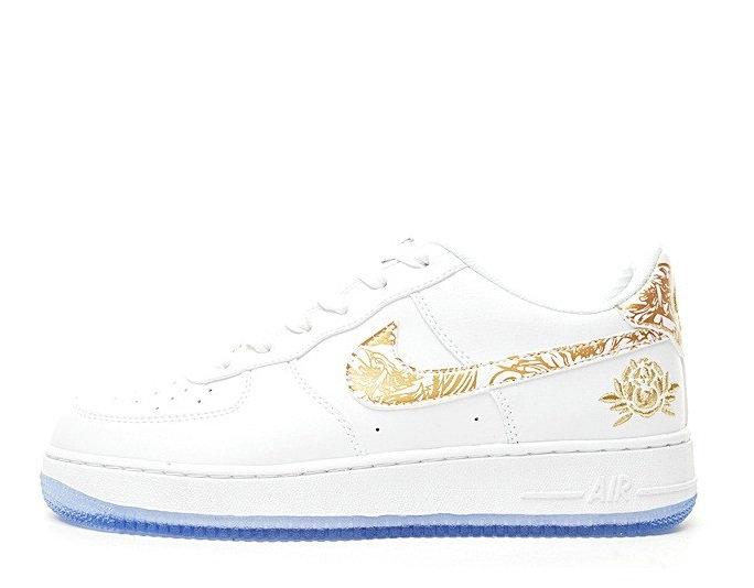 Nike Air Force 1 Low Premium Lunar New Year iD White/Gold/Peony Embroidery Sneakers-178