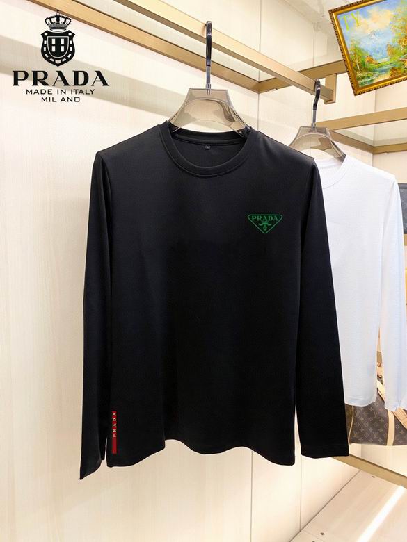 Wholesale Cheap P rada Long Sleeve Round Collar T Shirts for Sale