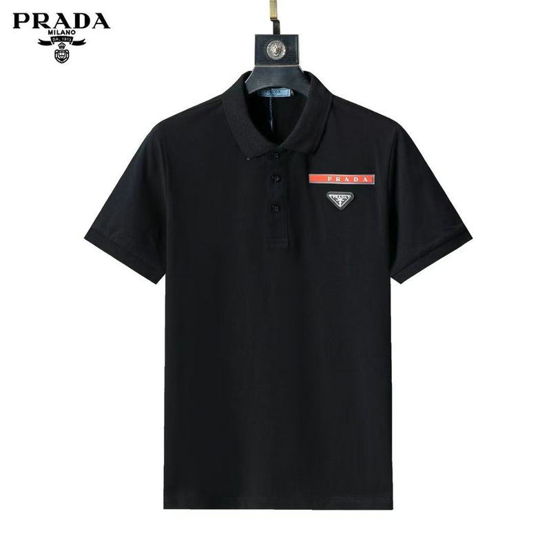 Wholesale Cheap High quality P rada Short Sleeve Lapel Mens T Shirts for Sale