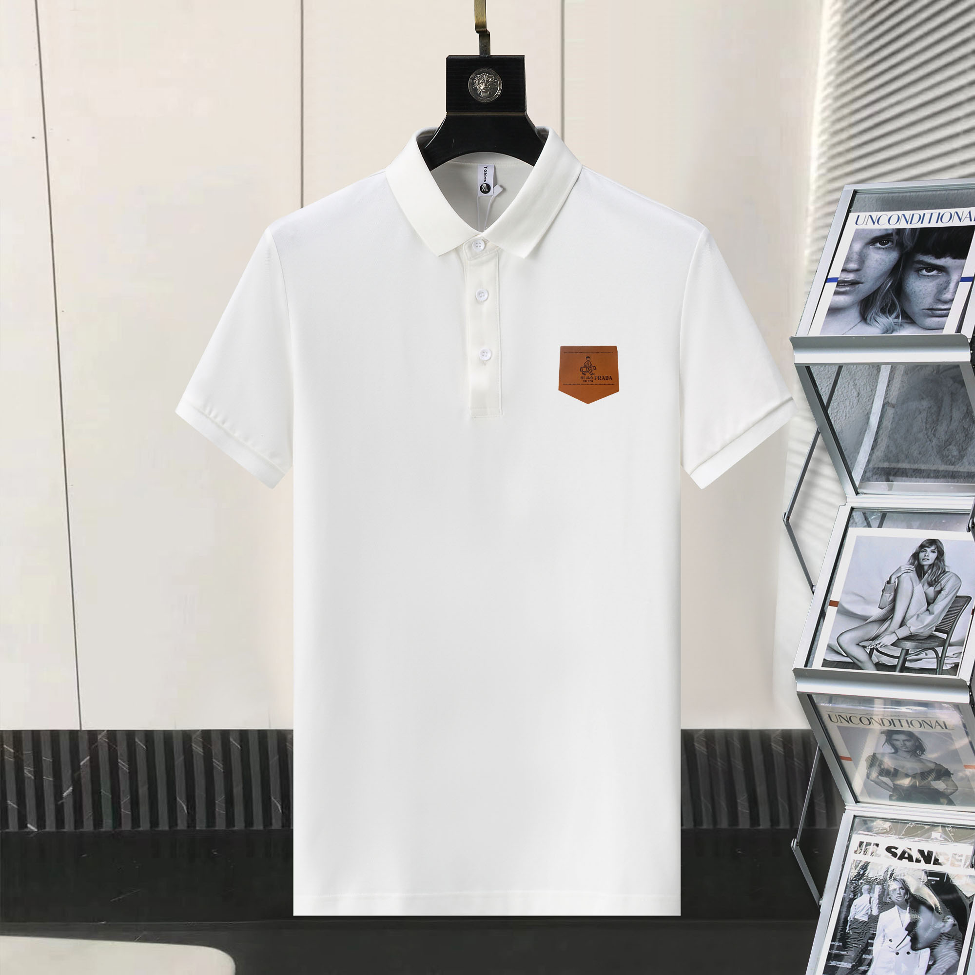 Wholesale Cheap Prada Short Sleeve Lapel Replica T Shirts for Sale