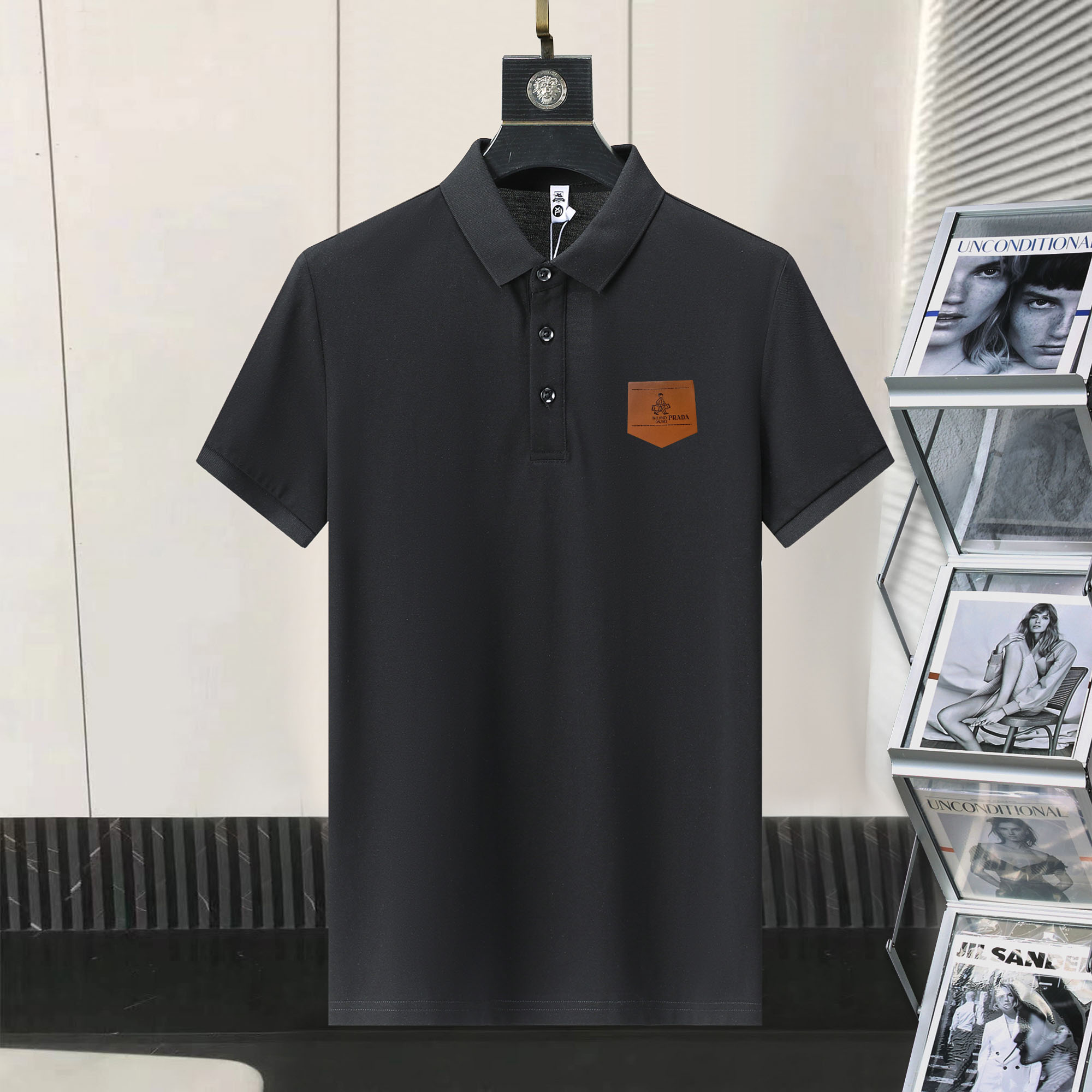 Wholesale Cheap Prada Short Sleeve Lapel Replica T Shirts for Sale