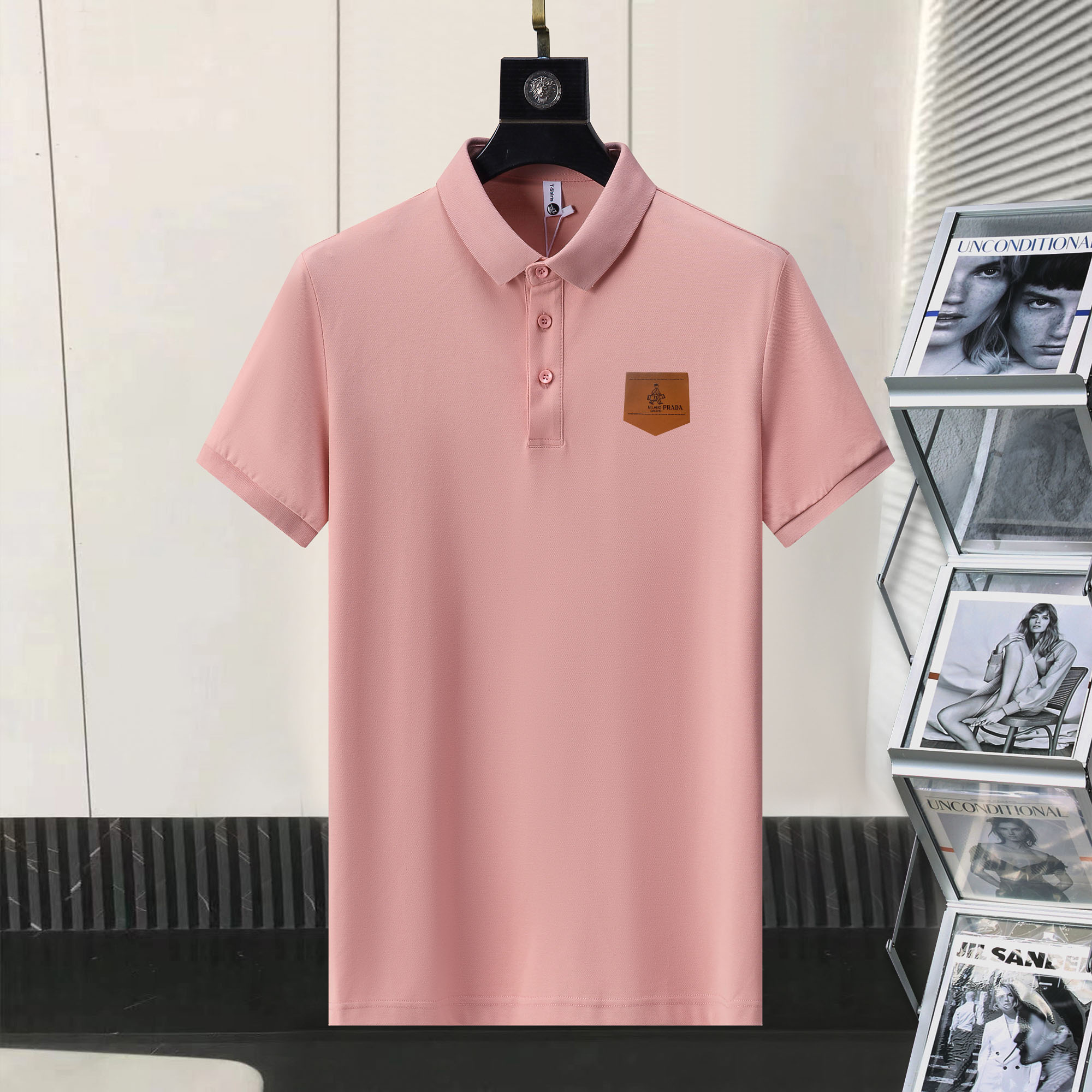 Wholesale Cheap Prada Short Sleeve Lapel Replica T Shirts for Sale