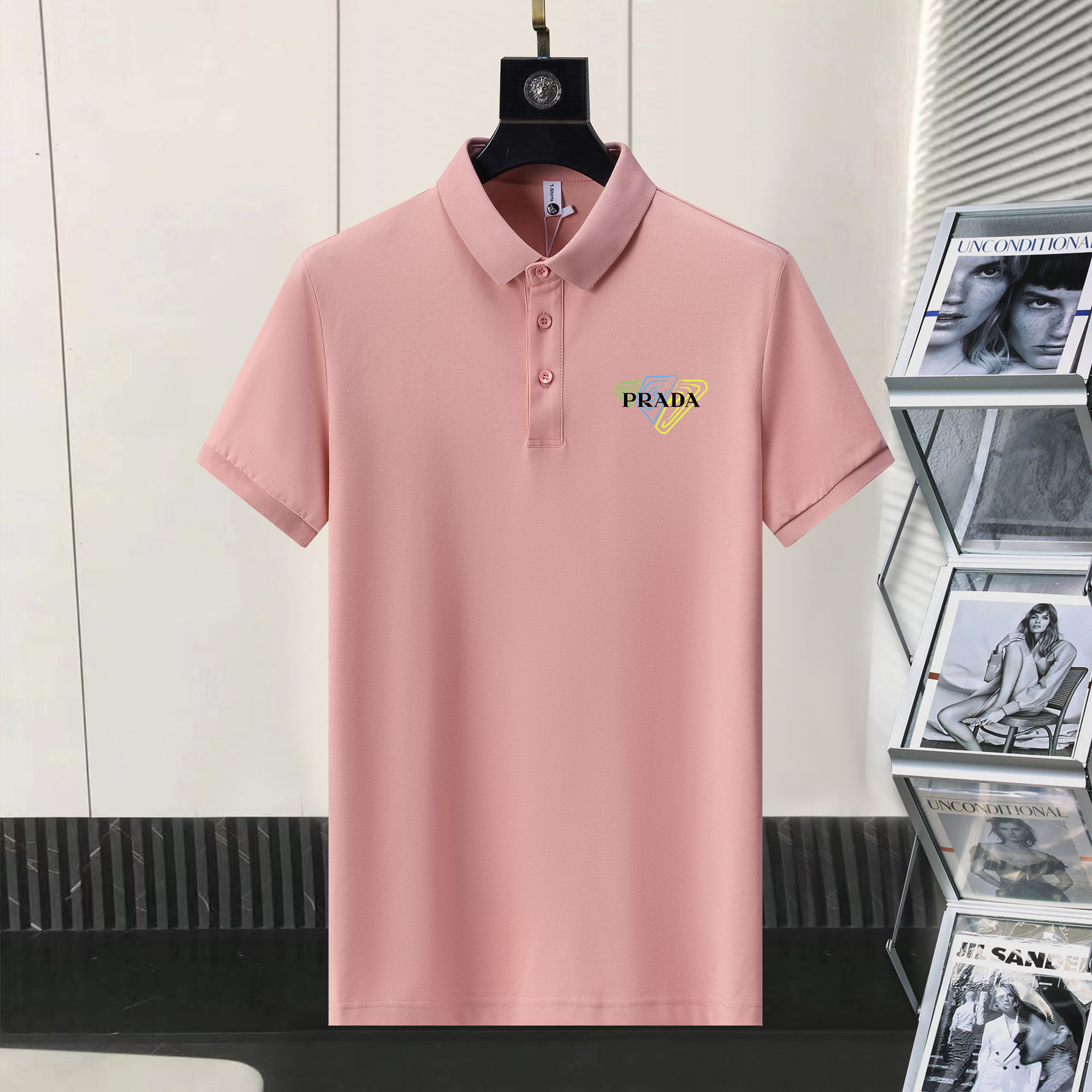 Wholesale Cheap Prada Short Sleeve Lapel Replica T Shirts for Sale