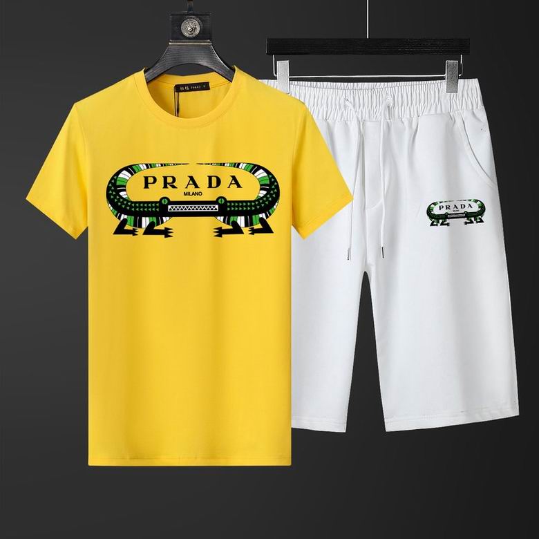 Wholesale Cheap Prada Short Sleeve Replica Tracksuits Sets for Sale