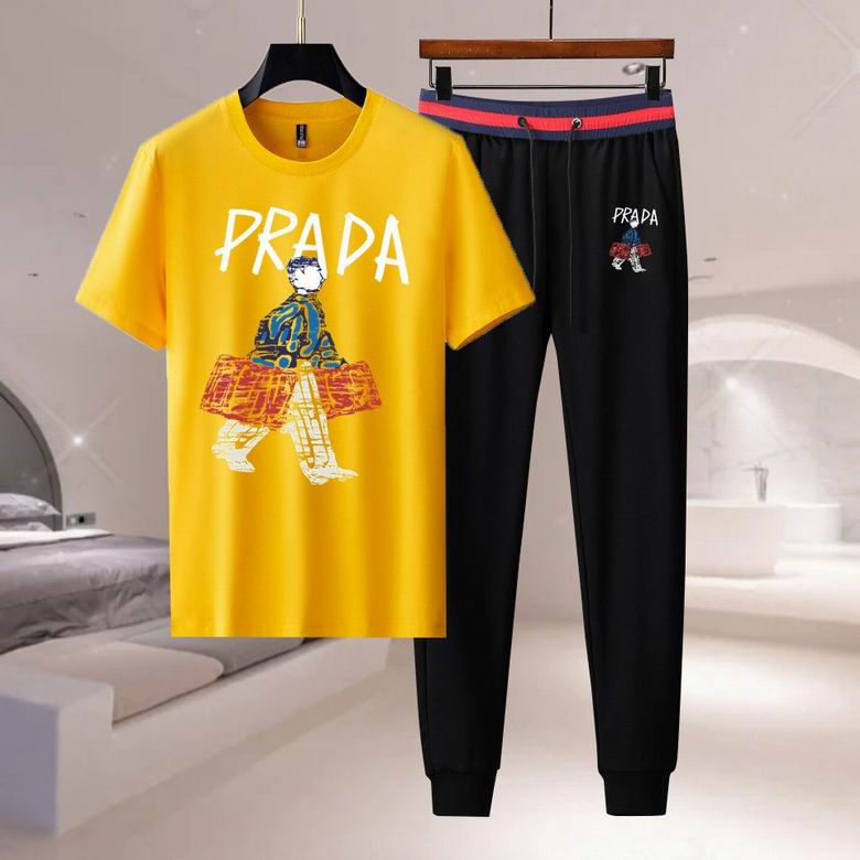 Wholesale Cheap Prada Short Sleeve Replica Tracksuits Sets for Sale