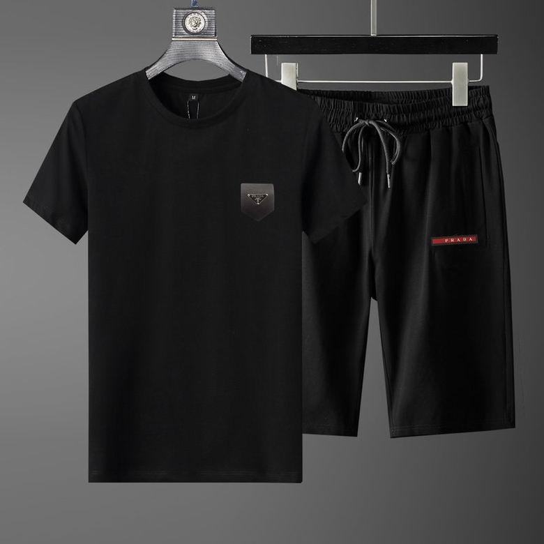 Wholesale Cheap Prada Short Sleeve Replica Tracksuits Sets for Sale