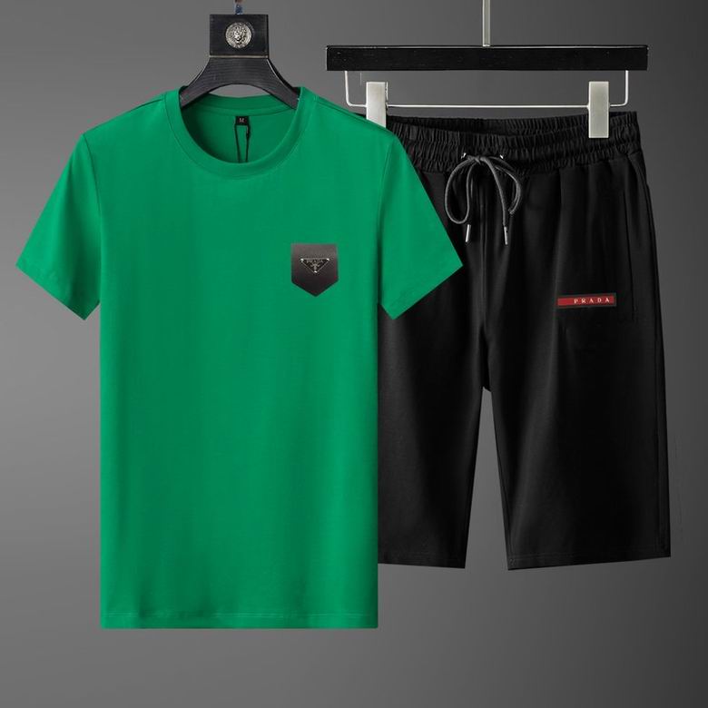 Wholesale Cheap Prada Short Sleeve Replica Tracksuits Sets for Sale