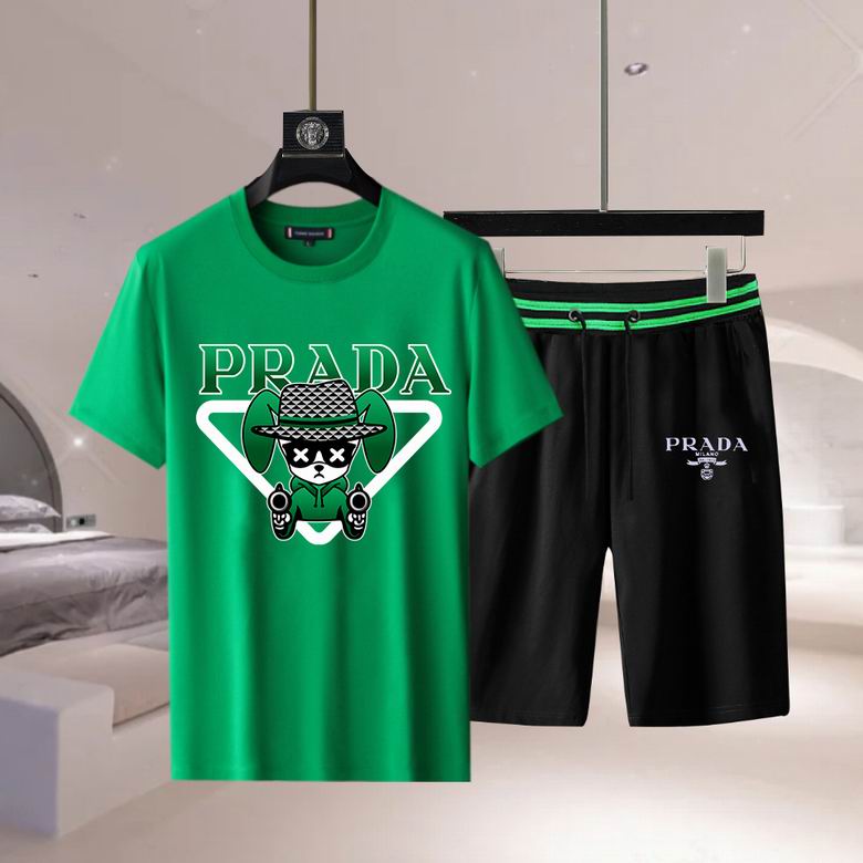 Wholesale Cheap Prada Short Sleeve Replica Tracksuits Sets for Sale