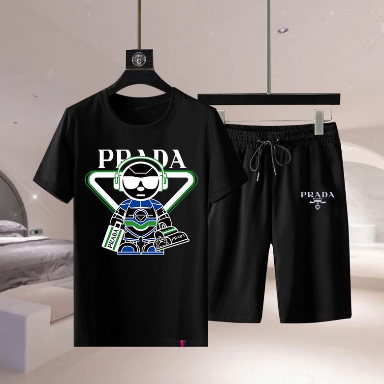 Wholesale Cheap Prada Short Sleeve Replica Tracksuits Sets for Sale