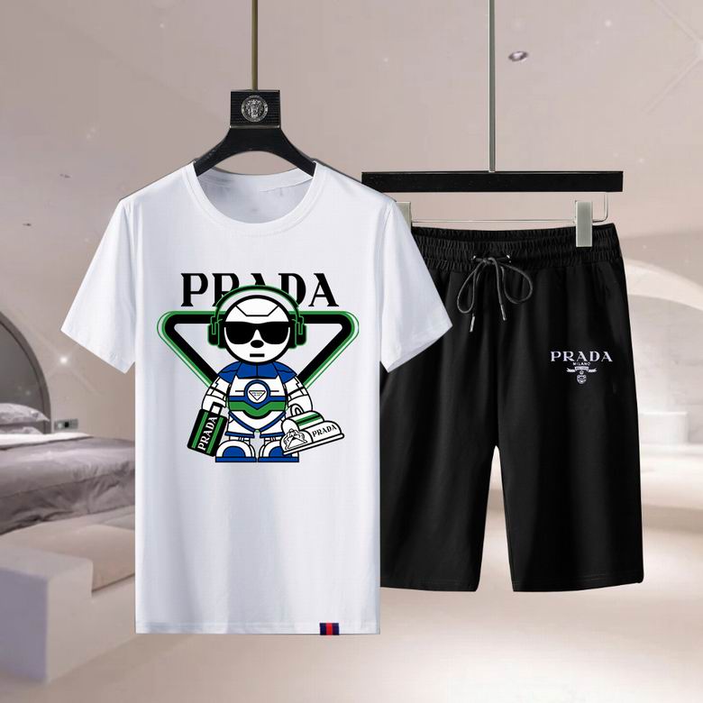 Wholesale Cheap Prada Short Sleeve Replica Tracksuits Sets for Sale