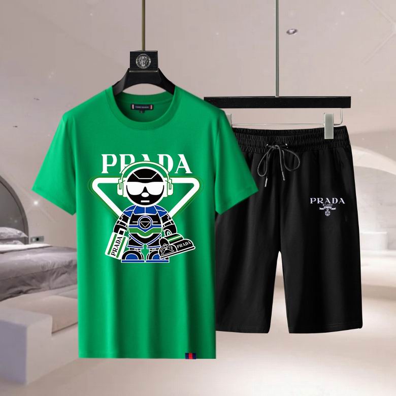 Wholesale Cheap Prada Short Sleeve Replica Tracksuits Sets for Sale