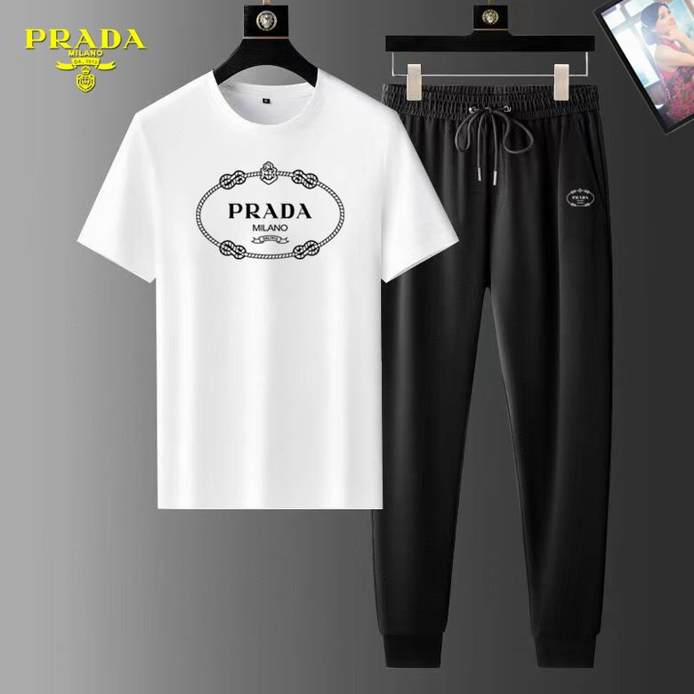 Wholesale Cheap Prada Short Sleeve Replica Tracksuits Sets for Sale