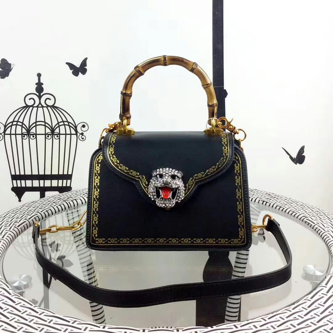 Wholesale Gucci Frame Print Leather Top Handle Bag for Sale-489