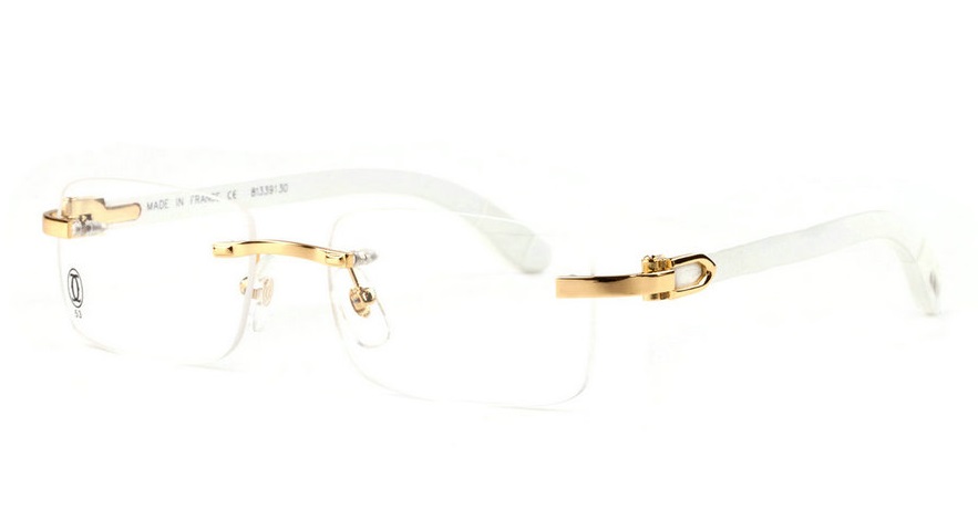 Wholesale Replica Cartier White Wood Glasses Frames for Sale-056