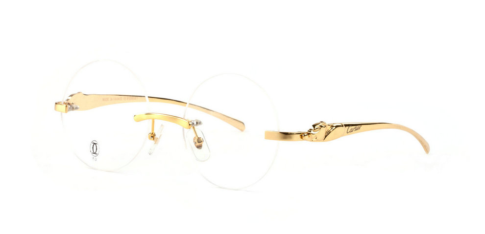 Wholesale Cheap Panthère de Cartier Gold Optical Glasses for Sale-003