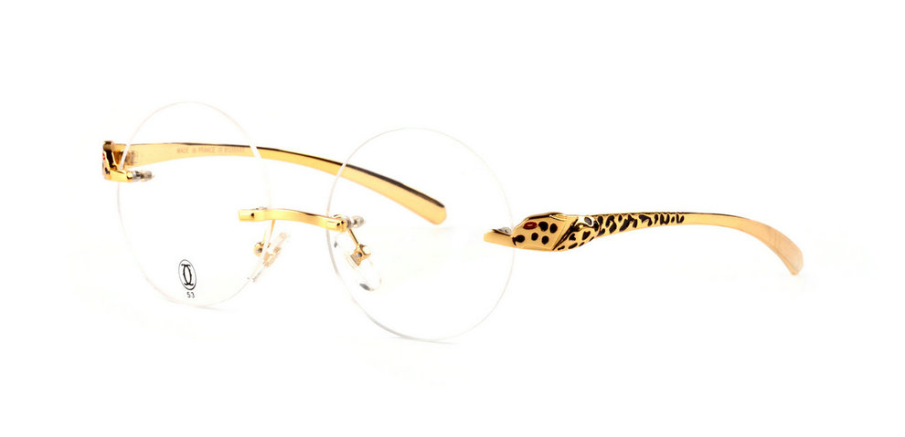 Wholesale Cheap Panthère de Cartier Golden Optical Glasses for Sale-005