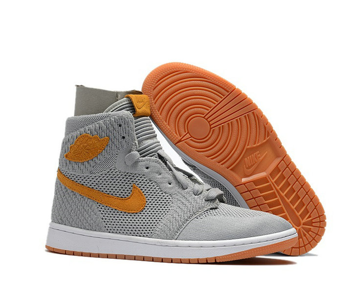 Wholesale Air Jordan 1 Flyknit Wolf Grey for Cheap-085