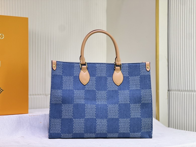 Wholesale Cheap Aaa Louis Vuitton OnTheGo MM Denim Damier Tote Bags & Handbags for Sale